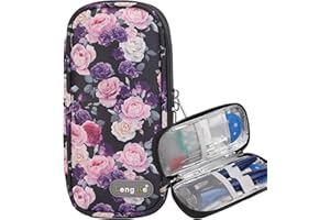 AYVANBER Insulin Cooler Travel Case Small Diabetic Medication Cooler Portable Cooling Bag with 2 Reusable Gel Ice Packs for Insulin Pens While Traveling and Other Diabetic Supplies (Purple Pink Rose)
