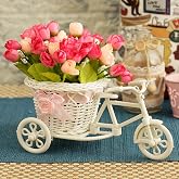 TIED RIBBONS Cycle Shape Flower Vase with Peonies Bunches Gift for Mom, Birthday Gift for Mom Home Decor Center Table Bedroom