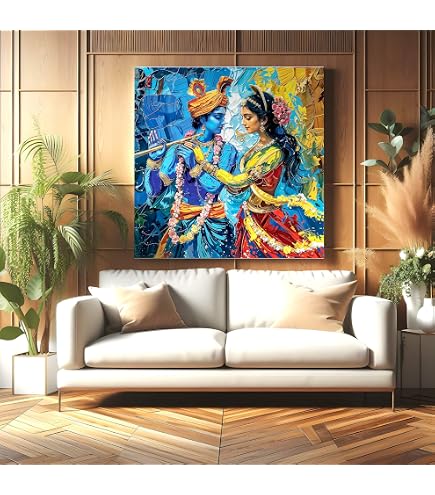 SAF Set Mit 3 Radha Krishna Gemälden – Selbstklebende UV-Drucke, 45,7 X 30,5 Cm, Für Wanddekoration