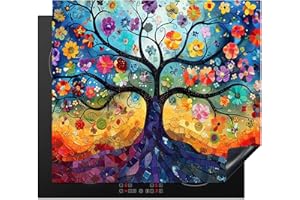 KitchenYeah© Copri Piano Cottura 60x52 cm Coprifornelli Tappetino per Induzione Fornello Tutto per la Cucina Albero della vita - Colori - Albero