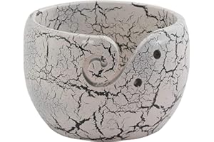 Hind Handicrafts Hochwertige, massive, dunkele, handgefertigte Holzschale, tragbar, antikes Garn Aufbewahrungsschale, Halter für Stricken, Häkelnadeln, Zubehör (15,2 x 15,2 x 10,2 cm, weißer Riss)