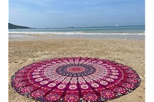 Raajsee Purple Round Beach Tapestry Hippie Boho Beach Blanket Mandala Tapestries Indian Cotton Throw - Round Tablecloth Home Decor Indie Rug Yoga Mat Meditation Picnic Rugs ROUND (178 CMS / 70 INCHES)