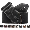ephem - Sangle de guitare premium - Idéale pour guitare électrique, acoustique, classique, folk et basse - Matériau final en cuir microfibre de haute qualité (NOIR, 90-160cm) - Guitar strap