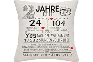 Bommex 2 Jahre Ehe Geschenk 2. Hochzeitstag Kissen Abdeckung Keepsake Dekoration Geschenk für Paare Eltern Frauen Männer Mama Papa Ehemann Frau Oma Opa Tante Onkel Freunde (2. Jahrestag)