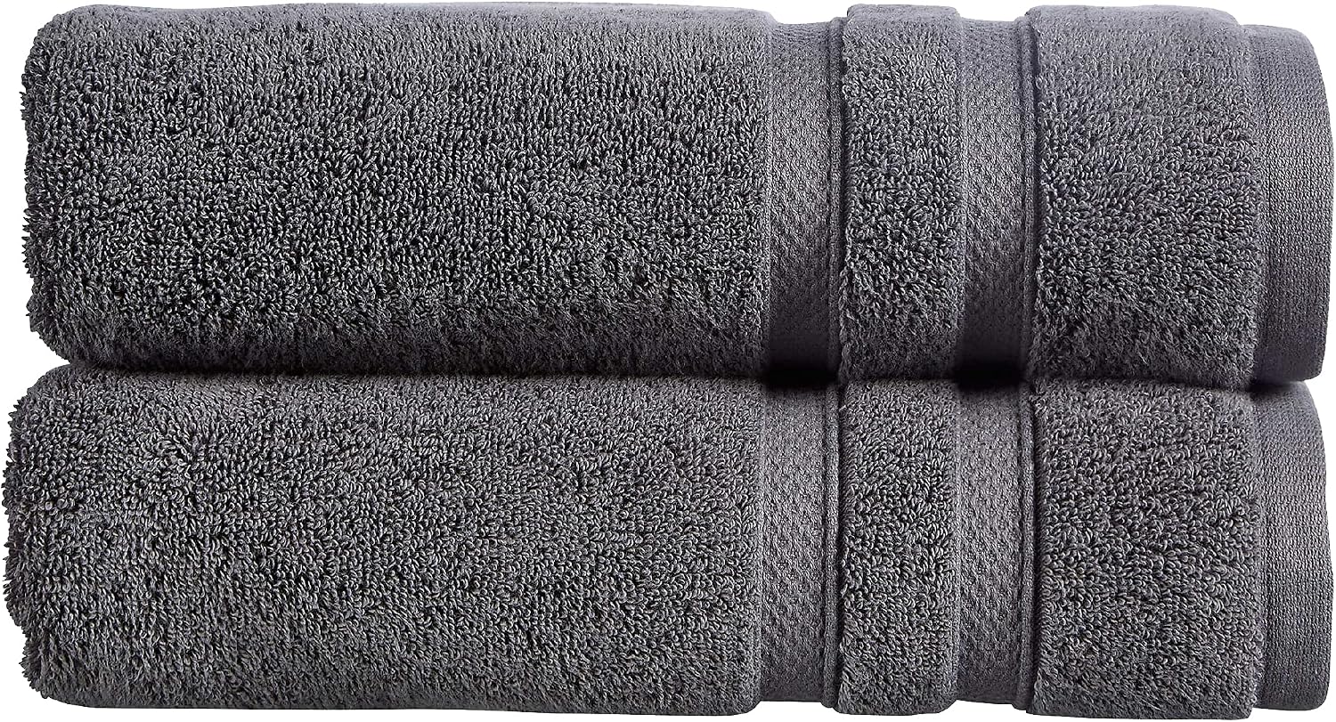 Christy Chroma Bath Towels | Set of 2 | Highly Absorbent Heavyweight 675GSM | Bold and Bright | Soft Velvety Smooth Bathroom Shower Towels | 100% Cotton | Sustainably Made | Ash Grey