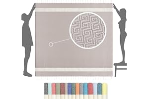 FLORA FURORA Ręcznik Plażowy, bawełna 200x200 cm duży | Fouta Ręcznik & Koc: kompaktowy, długi lekki cienki | koc piknikowy, hammam ręcznik sauna ręcznik, panie mężczyźni