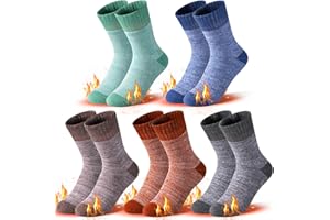 GENTABY Kids Winter Socks for Boys Girls Warm Socks Toddler Boot Skiing Thermal Thick Socks - 5 Pairs High Elastic Socks for 1-12 Years Kids