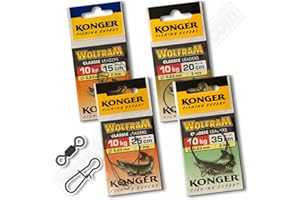 Konger Wire Traces Leader 10kg 22lb 15cm - 35cm Wolfram Tungsten Pike Soft Lure Sea Fishing Tackle
