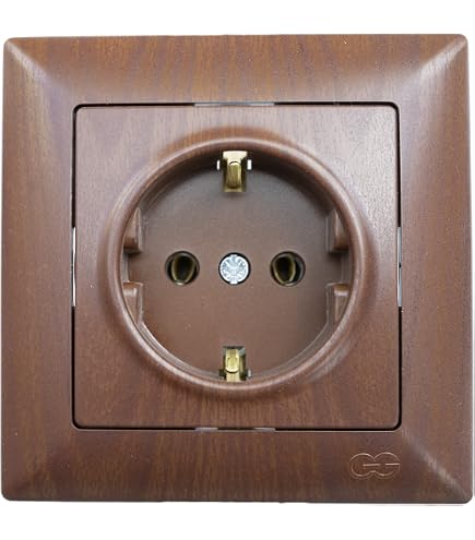 Gunsan Visage Steckdose Mit Schalter – Unterputz, Holz-Optik Nussbaum, 16A