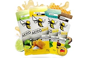 AEROBEE Gel energetico classico - Confezione di assaggio 4x26 g [100% energetico naturale al miele] delizioso gel sportivo adatto per sport di resistenza, corsa con gel di carboidrati