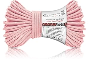 ‎GANZOO Ganzoo Paracord 550 Seil, 4mm, Typ 3, Nylon Polyester, Hybrid, 7 Innenstränge Armband, Hunde-Leine, Hunde-Halsband knüpfen, ca. 250kg Bruchlast, Outdoor Rope, Camping Schnur, Allzweckseil