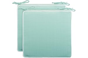Brandsseller Cuscino per esterni da giardino, con bordo, effetto lino, resistente allo sporco e all'acqua, con nastri di fissaggio, 40 x 40 x 4 cm, confezione da 2 pezzi, colore: verde menta