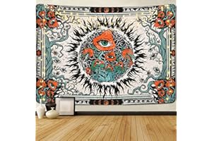 Yrendenge Gobelin z grzybami, palące słońce, gobelin ścienny, oczy, wiszące, mandala, winorośle, gobeliny, śmieszne, faza księżyca, dekoracyjne, do sypialni, estetyczne, 83 x 59 cali (210 x 150 cm)