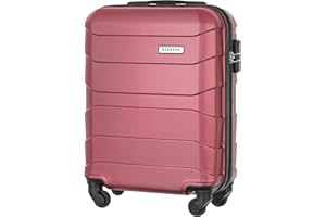 BARRENS Valigia Bagaglio a Mano 55x40x20 - Trolley Cabina Rigido in ABS - 4 Ruote 360° - Piccola Valige Cabin Size 34 L (Borgogna)