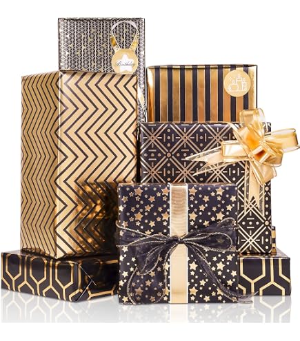 3 Rotoli Carta Regalo Metallizzata E Brillante: 16,9x300 Cm, Design Diversi, Per Compleanni E Matrimoni