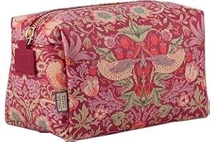 William Morris At Home Wash Bag, Zip Pull Toiletry, Cosmetic and Beauty Organiser, Vegan Leather, Travel Size, Gym or Holiday Essentials, Medium Size, Cruelty Friendly, Gift For Her