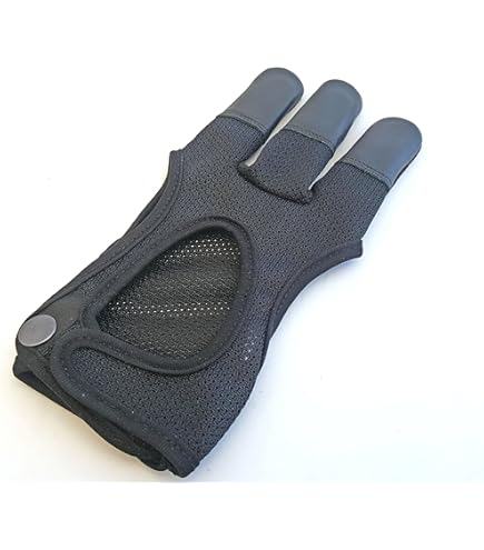 Guanti Da Tiro Con L'Arco In Maglia Nera - Protezione In Pelle, Comfort E Grip