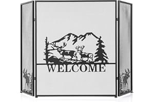 LIFEZEAL Griglia di protezione antincendio pieghevole in metallo, 3 pezzi, 132 x 79 cm, copertura parascintille per camino aperto, pannelli in ferro battuto, colore nero