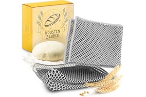 KRUSTENZAUBER 2er Set Teigreinigungstuch für hartnäckige Teigrückständen beim Brot backen, Teigentferner als Brot-backen Zubehör, Teigtuch als Reinigungstuch aus strapazierfähigem Polyester, Netztuch