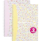 Oxford Floral Pastel, 2 A5 Small Tiled Notebooks, 120 Pages Spiral Binding, Card Coverture, Assorted Colors