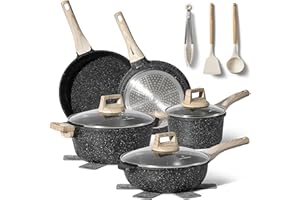 JUST PERFECTO HOUSEHOLD APPLIANCES JUST PERFECTO Batteria Pentole e Padelle a Induzione, Set Padelle Antiaderenti Per tutti i piani cottura, Batteria di pentole antiaderente con Coperchi, set pentole induzione senza pfoa e ptfe