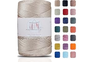 Makromecity, Polyester Macrame Cord 2mm x 250 yards (750 feet) 2mm Polypropylene Latte Macrame Cord Crochet Macrame Bag Cord Crafts for Wall Hangings, Bags, Underplate, Rug