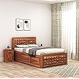 SONA ART & CRAFTS Sheesham Wood Single Size Bed with Box Storage | Solid Wooden Single Size Cot | Single Bed Furniture for Bedroom Living Room Home, Honey Finish (Assembly Included)