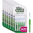 GUM TRAV-LER Professional Interdental Brushes | Triangular Bristles with Antibacterial Protection | Coated Wire | Ergonomic Safe Handle (1.1mm; ISO 3; Green; 36 Units)