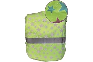 HECKBO Mágico Protector de Lluvia para Mochilas con Cambio de Color - Seguridad Gracias a Las Bandas Reflectantes - protección contra la Lluvia y el Viento - Talla Universal, Estrella, Talla única