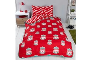 Coco Moon Oficjalny Liverpool FC pojedyncza miękka dwustronna kołdra bez pokrycia poszwa na kołdrę zestaw można prać w pralce z poszewkami na poduszki dla dzieci idealna do sypialni na podróż kemping i nocowanie 4,5 tog