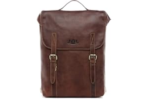 SID & VAIN Sac à Dos Eton | Compartiment 15" Laptop Cuir véritable | Sacs portés Dos Grand Marron | Backpack Ville Voyage Scolaire Fait à la Main