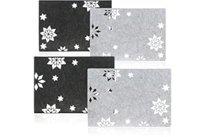 ‎COM-FOUR com-four® 4-teiliges Platzset Sterne - Filz-Platzmatten, abwischbar für Winter und Weihnachten - modernes Tischset aus Filz - Geschirrunterlage im Sternen-Design (Tischset 4 Stück - Sterne - 2 Farben)