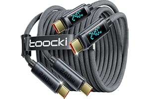 toocki 240W USB C kabel, 2M+2M snabbladdningskabel PD 3.1 med LED-skärm