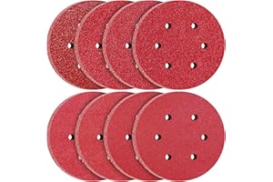 KONGMING 80 Pcs 150mm Sanding Discs Grit 40 60 80 120 180 240 320 400 Hook and Loop 6 Hole for Random Orbital Sander