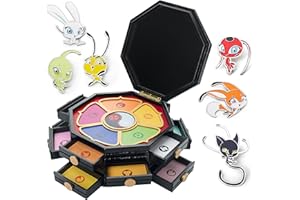 Corimori Miraculum: Biedronka i Czarny Kot, szkatułka z drewna, oryginalna i oficjalnie licencjonowana, podwójny zestaw, Pudełko Cudów Mistrza Fu, 26 cm + 6 przypinek