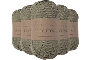 Utopia Crafts Filato di cotone per maglieria, 5 x 100 g (Olive Haze)