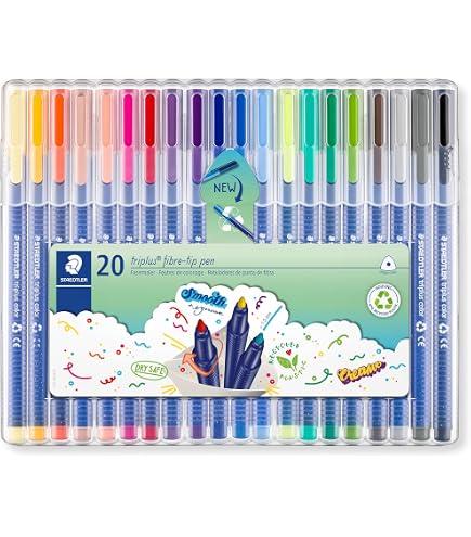 Staedtler Noris 326 WP20 - Set De 20 Feutres à Pointe 1 Mm - Couleurs Brillantes - Encre Lavable - Fabriqué En Allemagne - 9