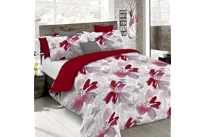 ITALIAN BED LINEN Set Copripiumino Microfibra Fashion, Lavorato in Italia - Parure Copri Piumino - Sacco Piumone 250x200 cm con Patella e Federe Cuscino, Matrimoniale, Passion