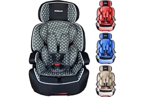 XOMAX XL-518 Siège auto pour enfant avec ISOFIX I 9-36 kg, 1-12 ans, groupe 1/2/3 I Harnais 5 points et 3 points I housse amovible et lavable I ECE R44/04 I gris/noir