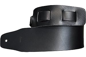 Etabeta START Large - Tracolla per Chitarra e Basso in Vera Pelle Colore Nero Artigiano Toscano - Made in Italy