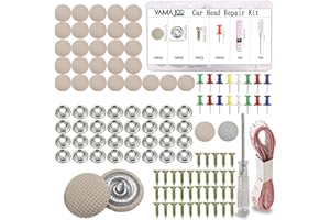 VAMAJOO 70Pcs Kit Riparazione Cielo Auto Beige - Puntine per Cielo Auto - Riparazione Cielo Tetto Auto - Bottoni Cielo Auto - Rivetti per Riparazione Tetto Auto(70pcs Beige)