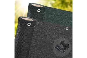 PRO-TEC GARDEN PRODUCTS 100% Privacy 320gsm Garden Privacy Screening Fence Screen Netting Balcony Screen Protection Screens Windbreak Overhead Shade Net Waterproof Back Coated Anthracite 1m x 5m Free Cord 25 Zip Ties Inc