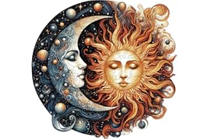 WHJSG Holzpuzzle Erwachsene, Sonne und Mond Holzpuzzles 200 Teile, Einzigartiges Tierform Holz Puzzle, Kreatives Weihnachten Geschenke für Teenager und Erwachsene Diamant-Malset