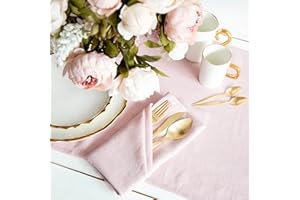 COZY LINEN Pink Natural Linen Cloth Napkins Set of 6, 47x47cm Cloth Napkins Bulk, Wedding Napkins,Handmade Table Linens, Housewarming Gift
