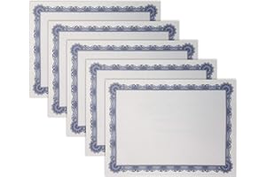 100 Sheet Diploma Certificate Paper, Blue Border, Letter Size Blank Paper, by Better Office Products, Specialty Award , Laser and Inkjet Printer Friendly, 8.5 x 11 Inches, 100 Count