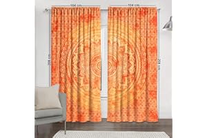 Sophia-Art Indian Orange Tye Dye Ombre Mandala Hippie Tende Boemia Psichedelica Finestra Tenda Indiana Drappeggio Fatto a Mano