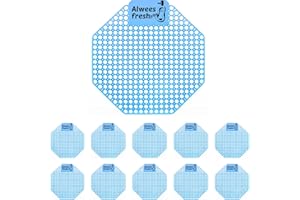 Alwees Fresh 3D Urinal Mats | Ultimate 3D Anti-Splash Urinal Screen | Dual-Sided Long Bristles for Ultimate Protection | Lasting OceanMist Fragrance | Urinal Pads for Offices, Pubs & More | 10-Pack