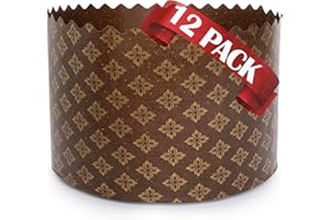 SHSH TRADE GROUP Kulich-Form für Osterbrot, 425 ml, 12 Stück, Osterbrot-Papierform, Paska – große Panettone-Papierform – braun, Panettone-Papier-Backformen, universell – braunes Design B 13xH 8 cm