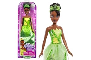 Disney Princesses Disney Poupée Tiana Articulée avec Tenue Scintillante Et Accessoires Dont Chaussures Et Diadème, Jouet Enfant, Dès 3 Ans, HLW04