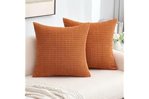 MIULEE Cushion Cover 40 x 40 cm Caramel Sofa Cushion Corduroy Autumn Cushion Covers Square Cord Decorative Couch Cushion Cover Soft for Living Room Bedroom 16 x 16 Inch Set of 2